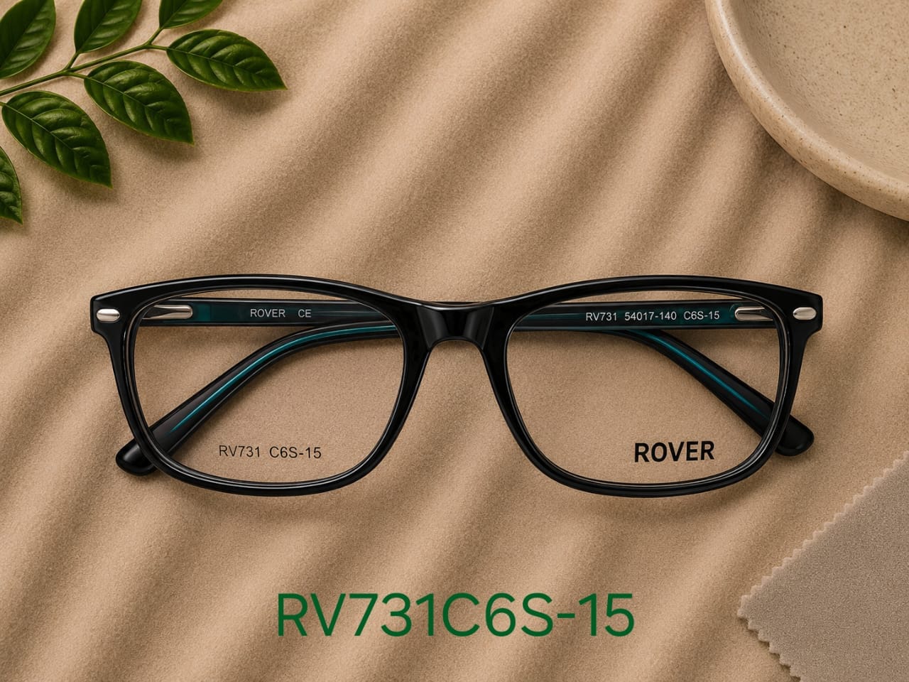 RV724 C6S (rectangular optical frame with teal accent) — Spectacle Frames